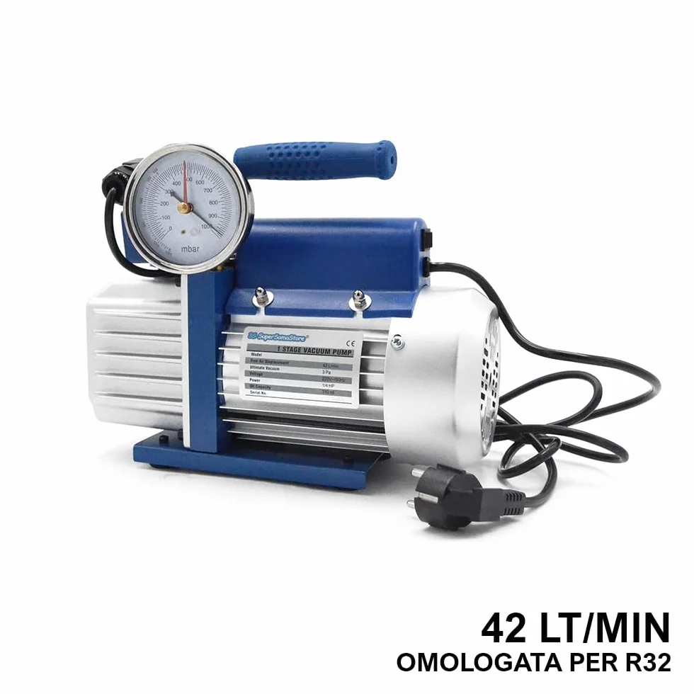 Kit Vuoto Climatizzazione 42 L/min per R32, Set Manometri, Cartellatrice Professionale a Frizione e Chiave Dinamometrica