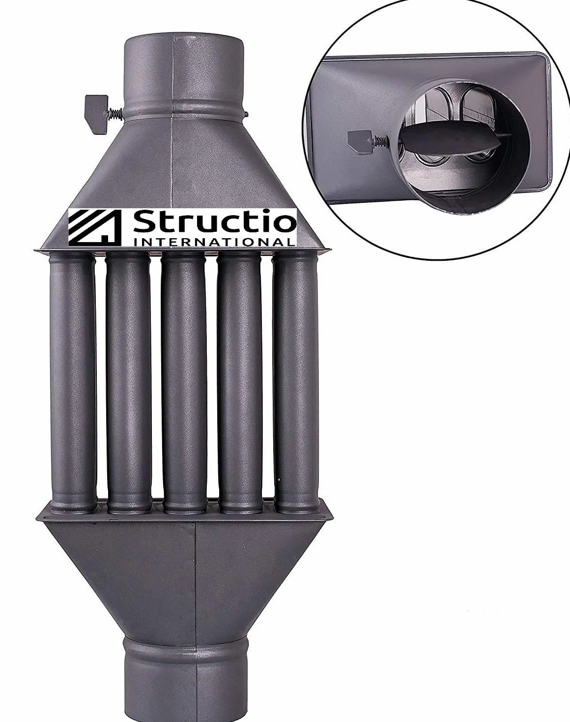 Scambiatore di calore per camino scambiatore di aria calda camino per gas di scarico scambiatore di gas di scarico nero diametro 130 mm 5 tubi con smorzatore