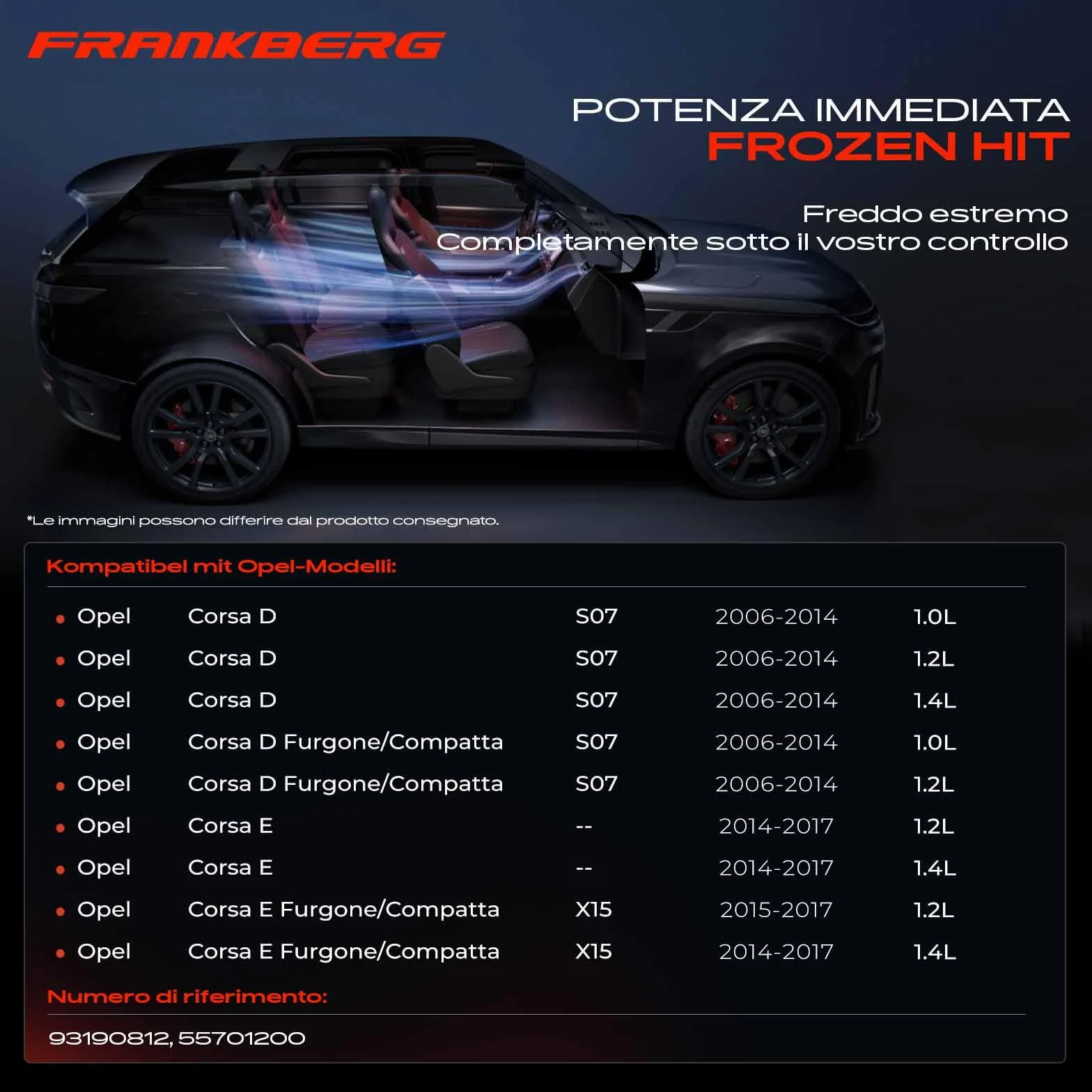 Frankberg Compressore Aria Condizionata Benzina Compatibile Corsa D S07 1.0L 1.2L 1.4L Corsa E X15 55701200