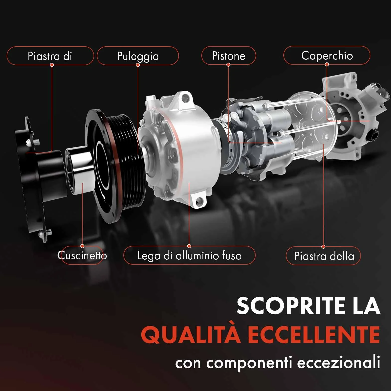 Frankberg Compressore Aria Condizionata Compatibile Classe E W210 W211 W212 SLK R170 Classe C W203 CLK C208 C209 CLS C218 C219