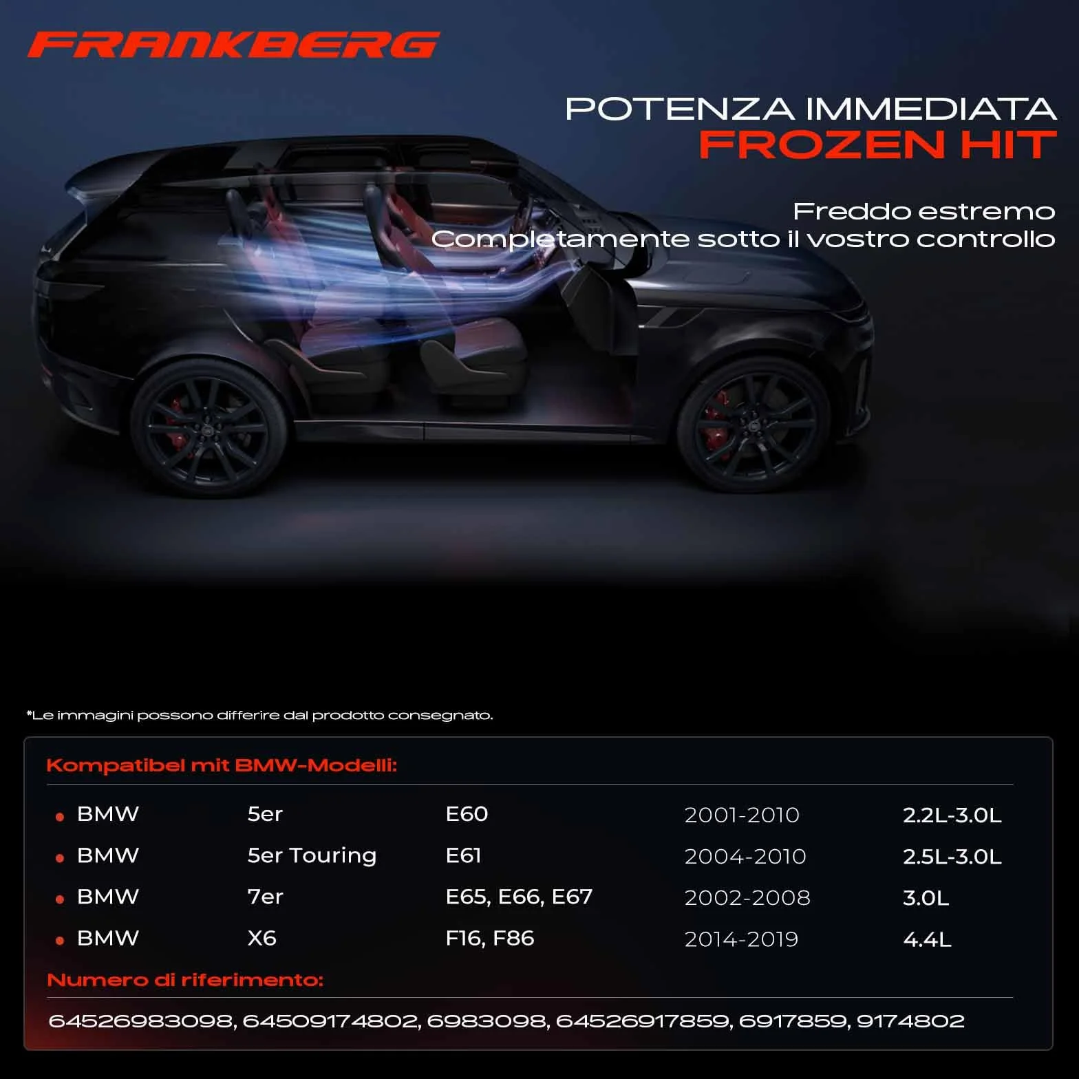 Frankberg Compressore aria condizionata con frizione Compatibile Serie 5 E60 E61 Serie 7 E65 E66 E67 X6 F16 F86