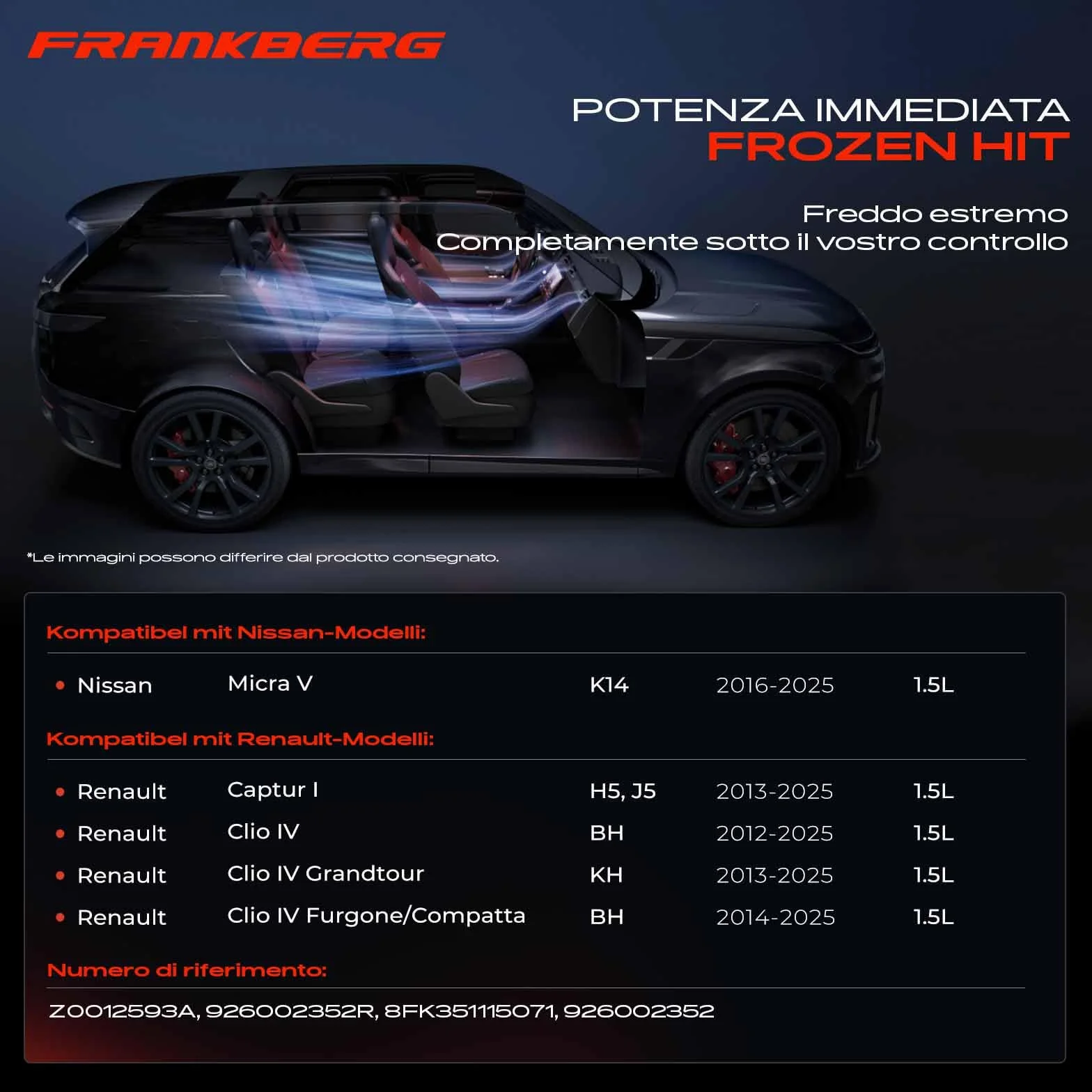 Frankberg Compressore aria condizionata frizione Diesel Compatibile Micra V K14 Clio IV BH Grandtour KH 8FK351115071 olio preconfezionato