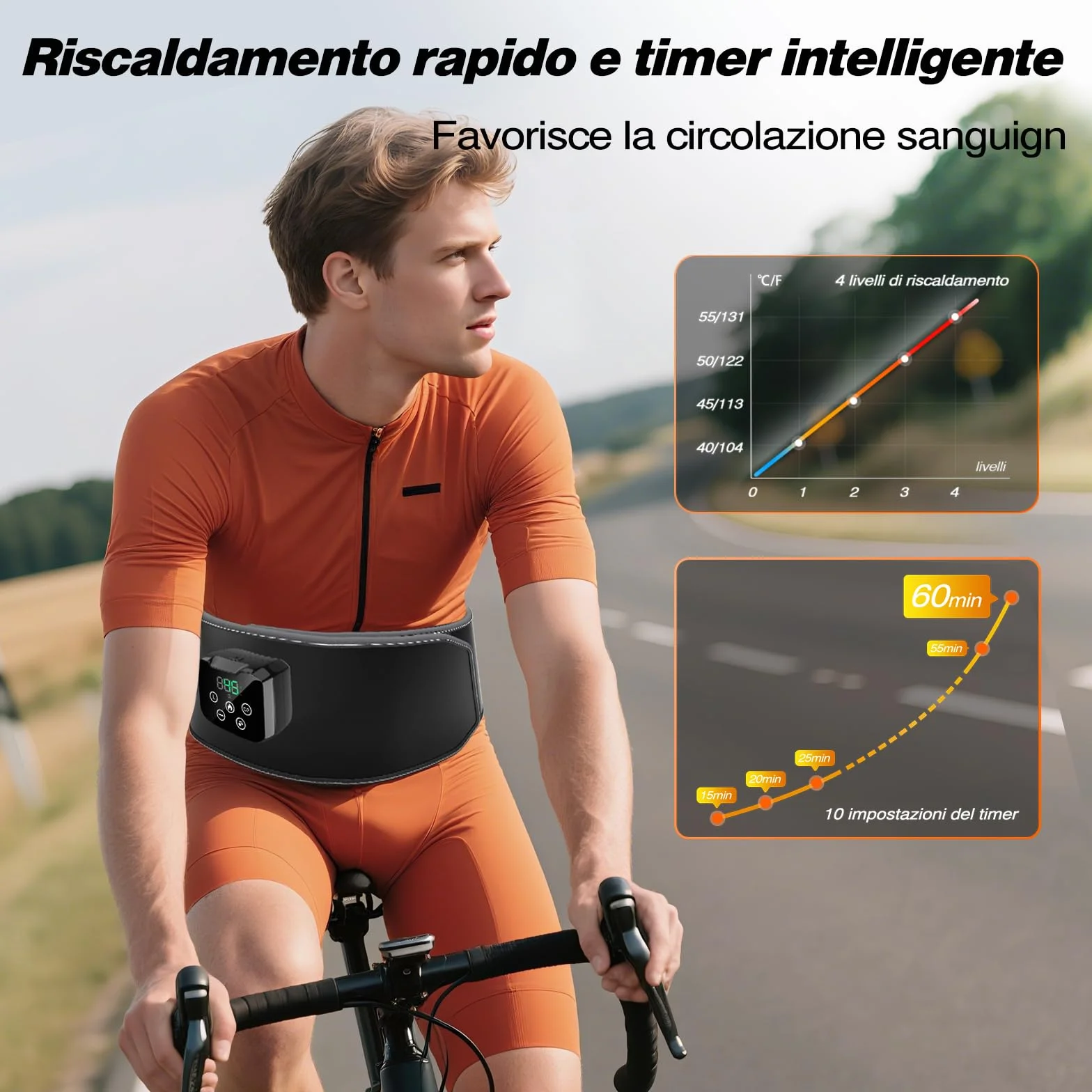 Cintura Massaggiante Lombare Senza Fili con Calore – Cuscino Termico Elettrico con 3 Modalità di Massaggio ad Aria e 4 Livelli Temperatura per Alleviare il Mal di Schiena e la Sciatica