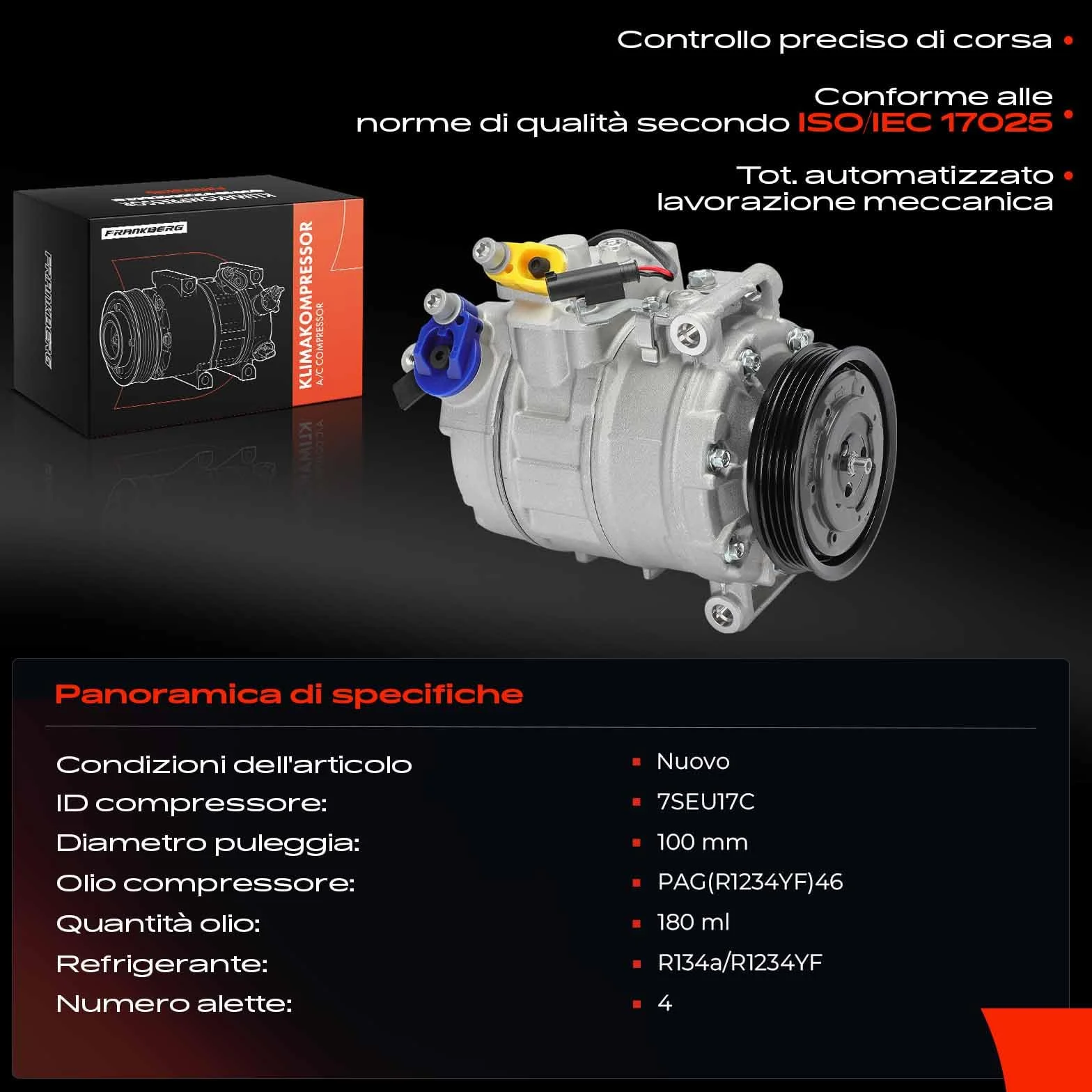 Frankberg Compressore aria condizionata con frizione Compatibile Serie 5 E60 E61 Serie 7 E65 E66 E67 X6 F16 F86