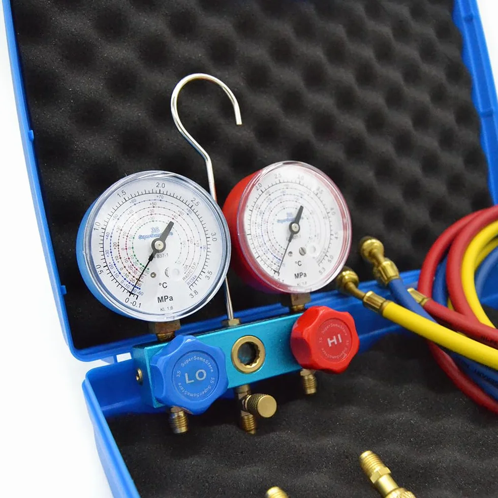 Kit Vuoto Climatizzazione 42 L/min per R32, Set Manometri, Cartellatrice Professionale a Frizione e Chiave Dinamometrica