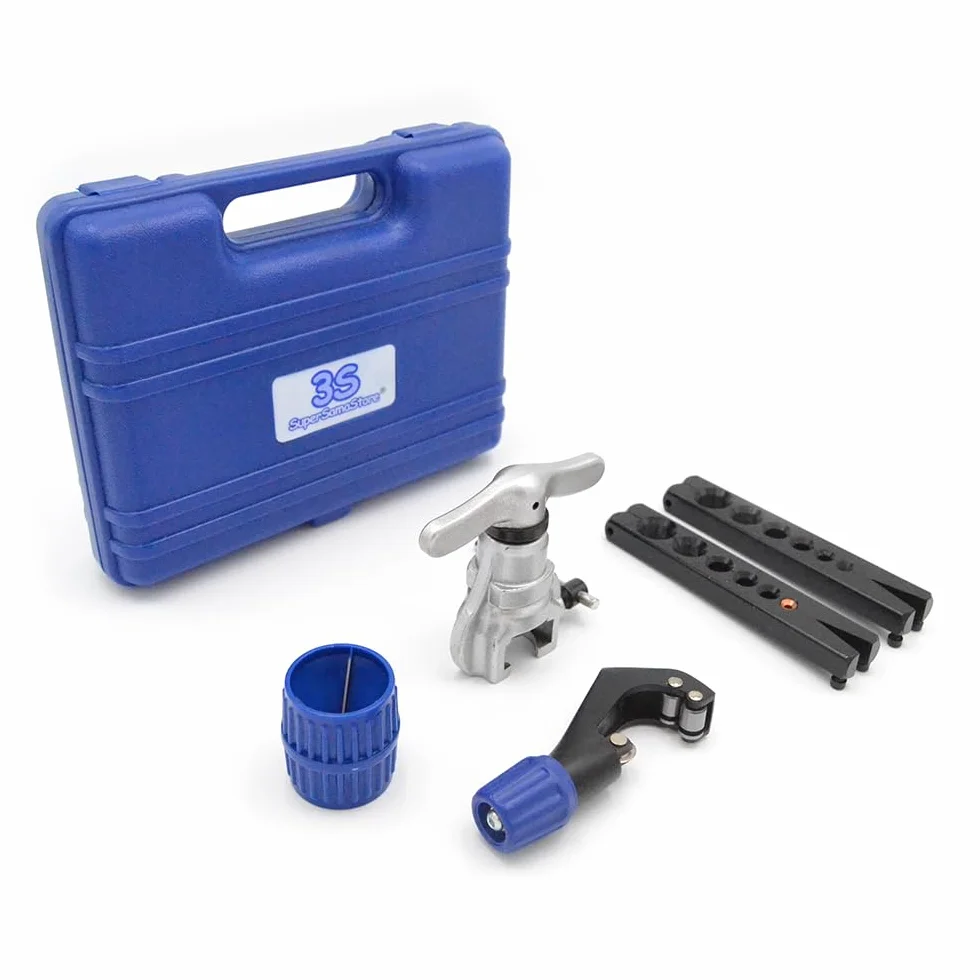 Kit Vuoto Climatizzazione 42 L/min per R32, Set Manometri, Cartellatrice Professionale a Frizione e Chiave Dinamometrica