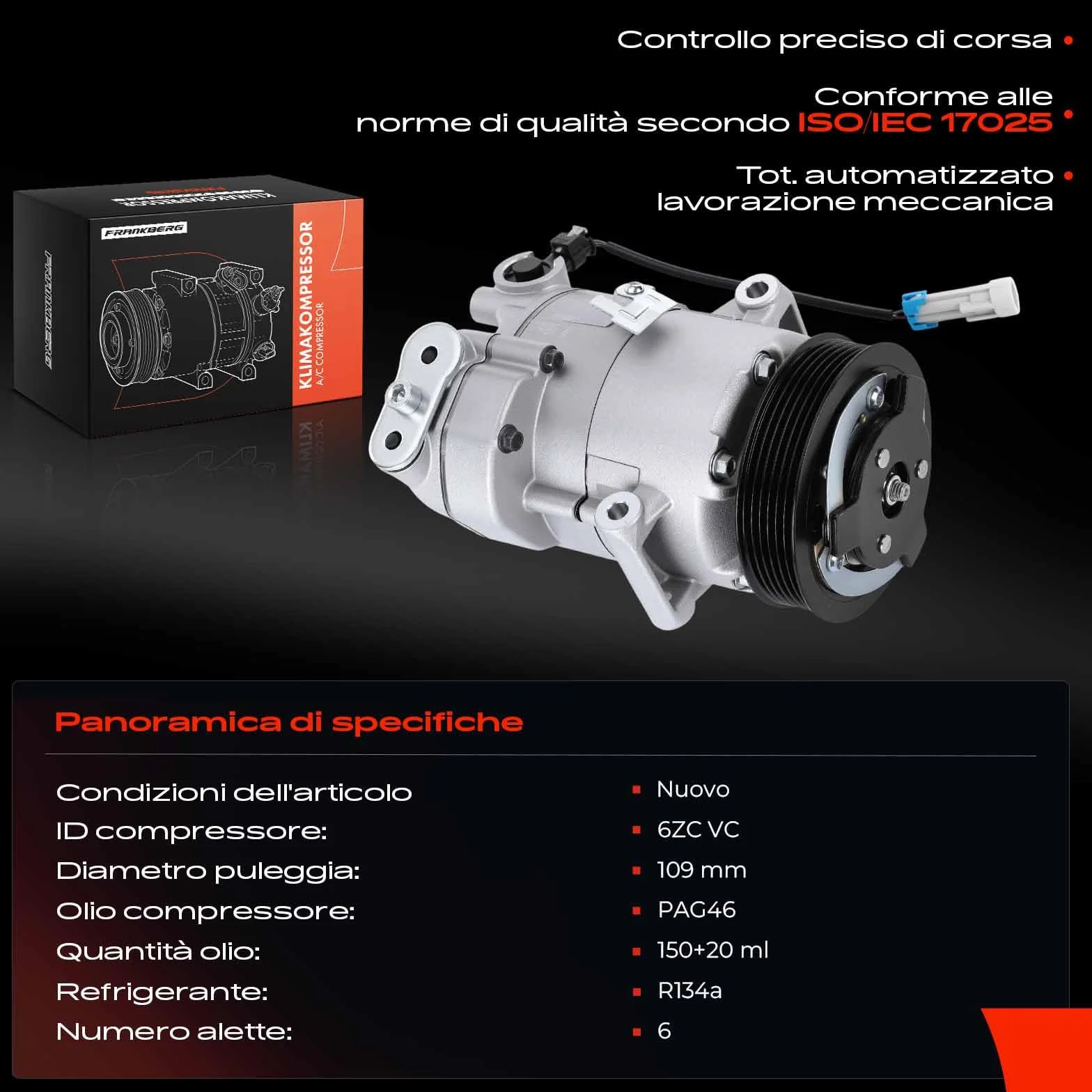Frankberg Compressore dell'aria condizionata compatibile con Astra J P10 Meriva B S10 Diesel
